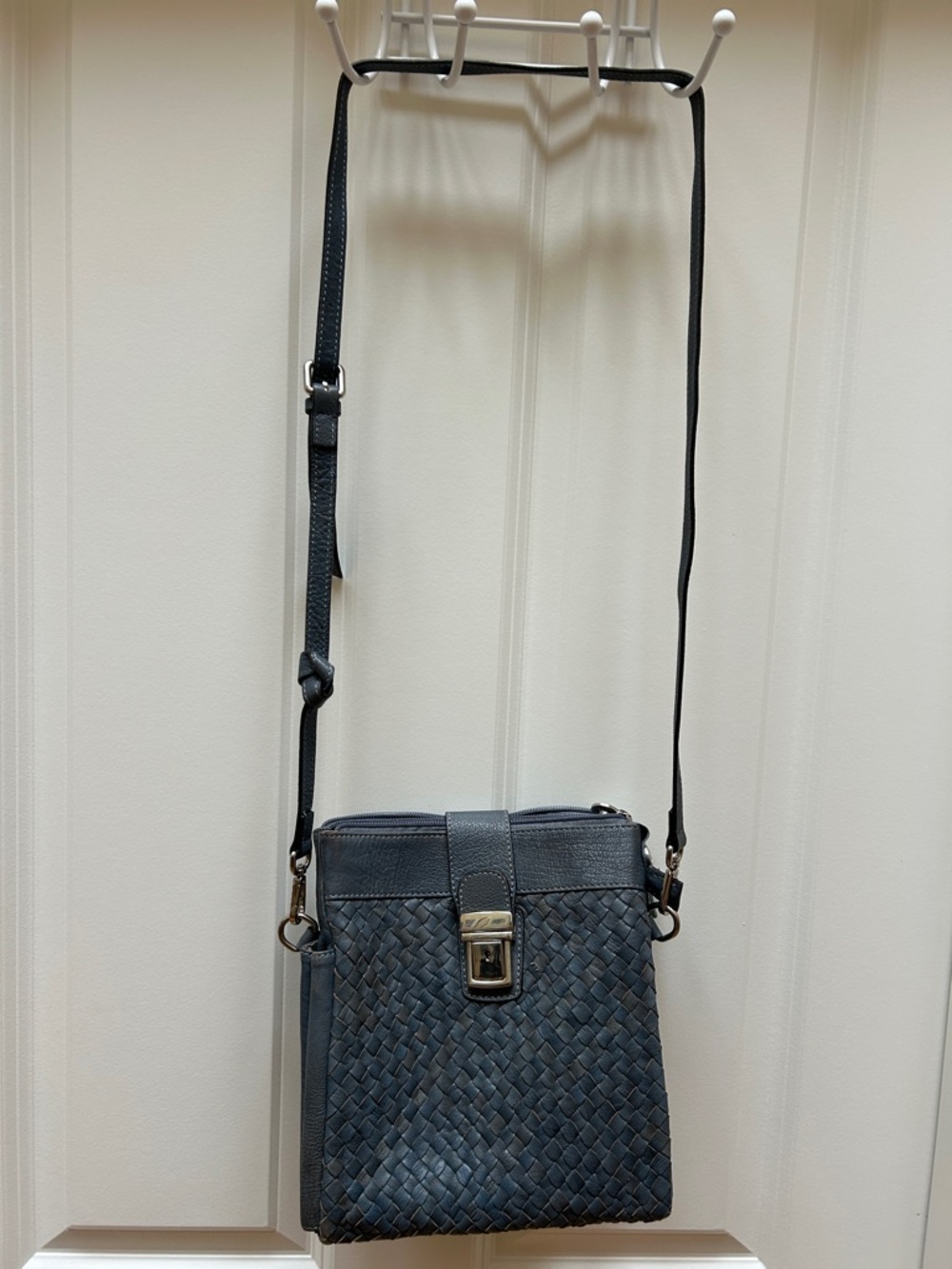 Men's Woven Crossbody Bag in Dark Blue